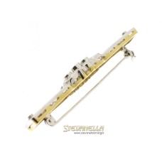 SPILLA tipo liberty oro bianco e giallo 18kt con diamanti new